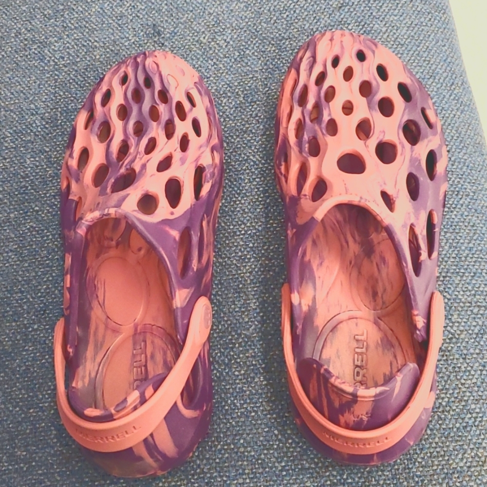 Like New Merrell Hydro Moc Womens 7 Purple Peachy Pink Slip On Low Top